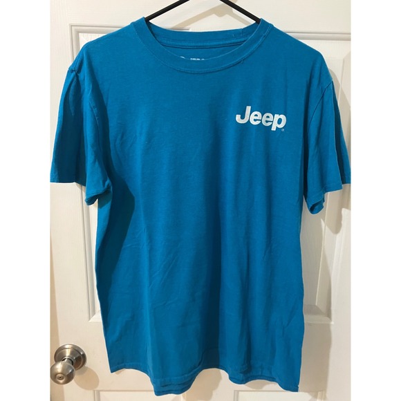 Jeep T Shirt Mens Large Teal Blue Jeep On The Sunny Side Graphic Tee 
L- 27
W-19 - Picture 1 of 4
